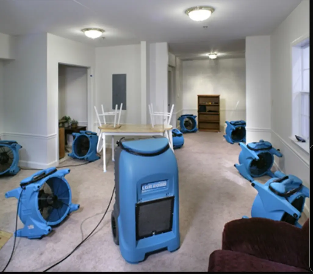 Air movers and dehumidifier setup for Water Extraction & Removal in Bull Run